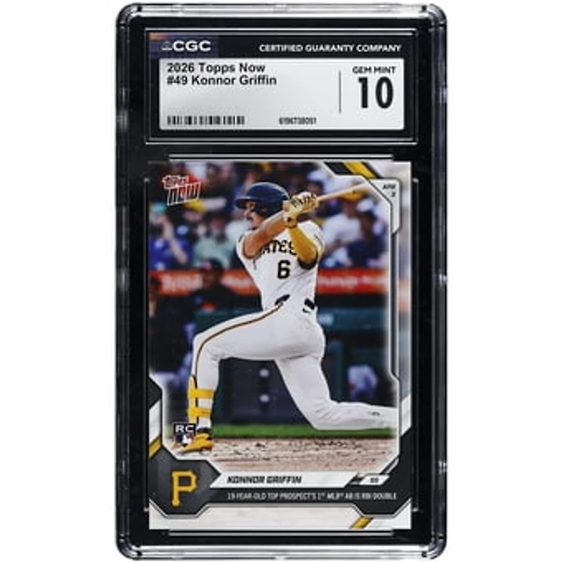 Konnor Griffin Pittsburgh Pirates 2026 Topps Now 19 Year-Old Top Prospect 1st MLB AB is RBI Double #49 CGC Authenticated GEM MINT 10 Rookie Card