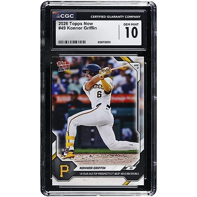 Konnor Griffin Pittsburgh Pirates 2026 Topps Now 19 Year-Old Top Prospect 1st MLB AB is RBI Double #49 CGC Authenticated GEM MINT 10 Rookie Card