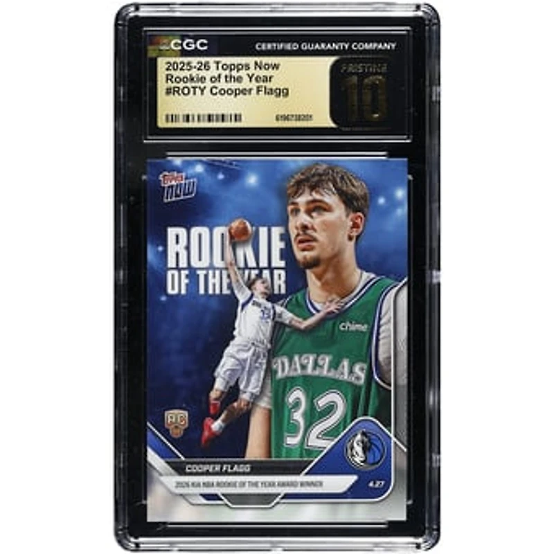 Cooper Flagg Dallas Mavericks 2025-26 Topps Now Rookie of the Year #ROTY CGC Authenticated PRISTINE 10 Rookie Card