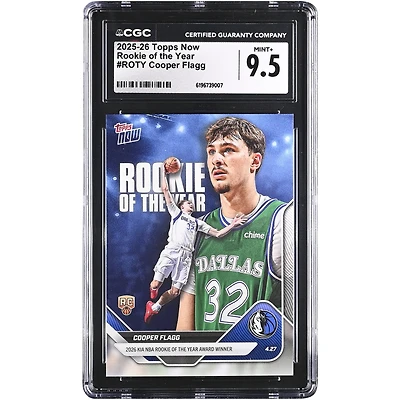 Cooper Flagg Dallas Mavericks 2025-26 Topps Now Rookie of the Year #ROTY CGC Authenticated MINT+ 9.5 Rookie Card