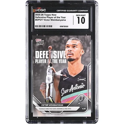 Victor Wembanyama San Antonio Spurs 2025-26 Topps Now Defensive Player of the Year #DPOY CGC Authenticated GEM MINT 10 Card