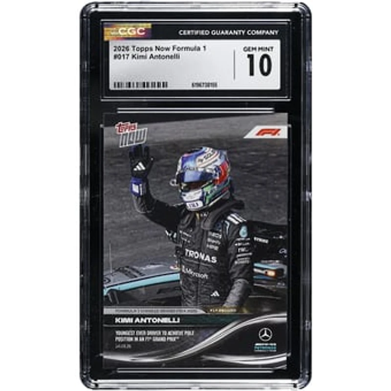 Kimi Antonelli Mercedes-AMG Petronas F1 Team 2026 Topps Now Formula 1 Youngest Ever Driver to Achieve Pole Position in an F1 Grand Prix #17 CGC Authenticated GEM MINT 10 Card