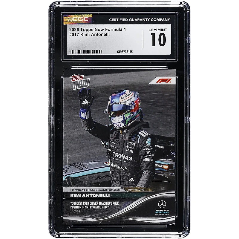 Kimi Antonelli Mercedes-AMG Petronas F1 Team 2026 Topps Now Formula 1 Youngest Ever Driver to Achieve Pole Position in an F1 Grand Prix #17 CGC Authenticated GEM MINT 10 Card