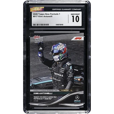 Kimi Antonelli Mercedes-AMG Petronas F1 Team 2026 Topps Now Formula 1 Youngest Ever Driver to Achieve Pole Position in an F1 Grand Prix #17 CGC Authenticated GEM MINT 10 Card