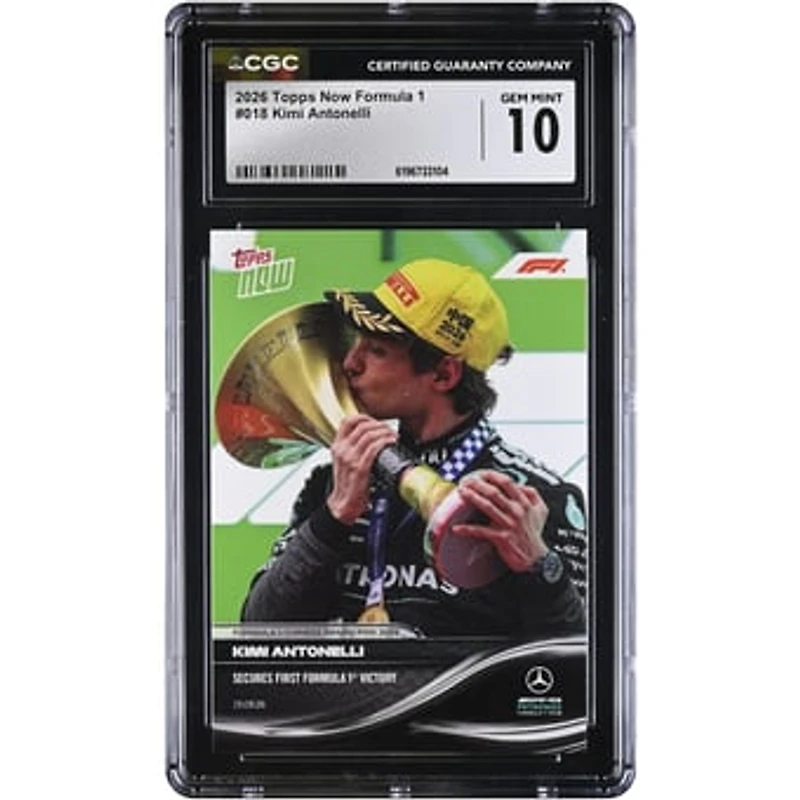 Kimi Antonelli Mercedes-AMG Petronas F1 Team 2026 Topps Now Formula 1 Secures First Formula 1 Victory #18 CGC Authenticated GEM MINT 10 Card
