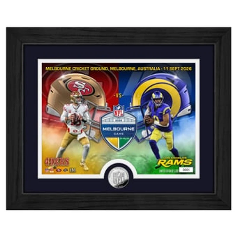 Highland Mint Brock Purdy & Matthew Stafford San Francisco 49ers vs. Los Angeles Rams Melbourne 2026 International Games Week 13" x 16" Silver Coin Photo Mint