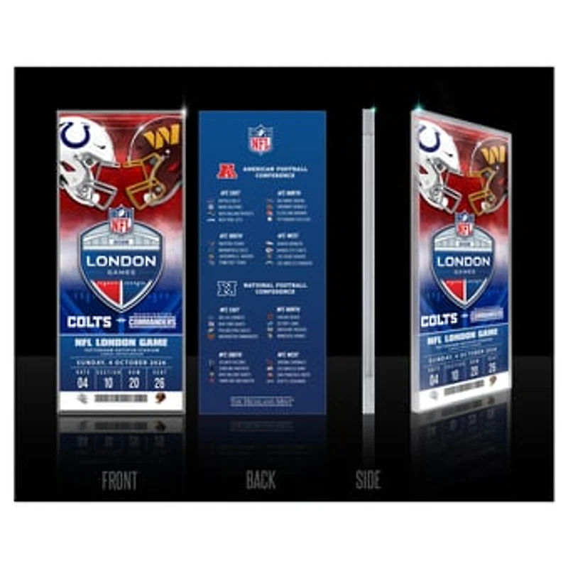 Highland Mint Indianapolis Colts vs. Washington Commanders London 2026 International Games Week Acrylic Ticket