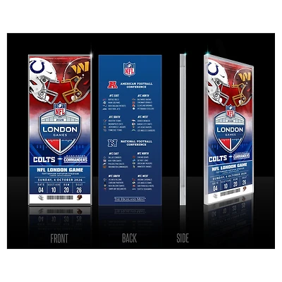Highland Mint Indianapolis Colts vs. Washington Commanders London 2026 International Games Week Acrylic Ticket