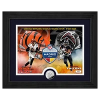 Highland Mint Bijan Robinson & Joe Burrow Cincinnati Bengals vs. Atlanta Falcons Madrid 2026 International Games Week 13" x 16" Silver Coin Photo Mint