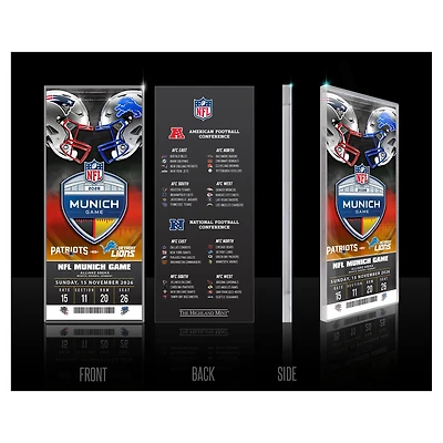 Highland Mint New England Patriots vs. Detroit Lions Munich 2026 International Games Week Acrylic Ticket