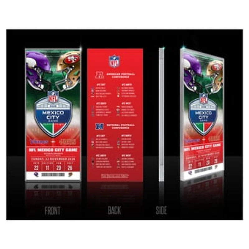 Highland Mint Minnesota Vikings vs. San Francisco 49ers Mexico 2026 International Games Week Acrylic Ticket