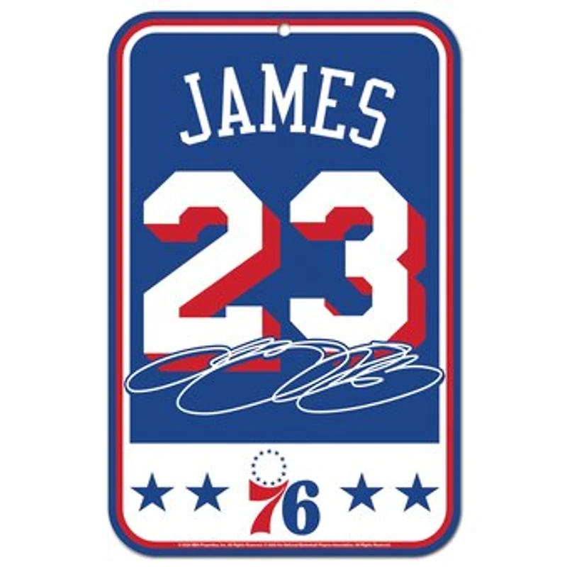 WinCraft LeBron James Philadelphia 76ers 11" x 17" Indoor/Outdoor Styrene Sign
