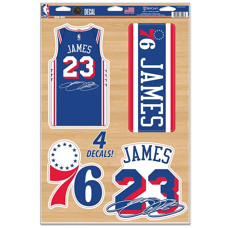 WinCraft LeBron James Philadelphia 76ers 11" x 17" Multi-Use Decal Sheet