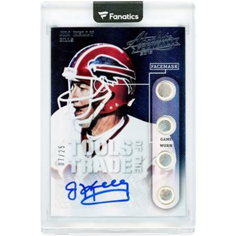 Jim Kelly Buffalo Bills Autographed 2013 Panini Absolute Tools Of The Trade Game Worn Face Mask Relics #11 #7/25 Card