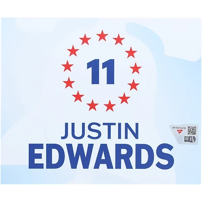 Justin Edwards Philadelphia 76ers Player-Issued #11 White Nameplate from the 2025-26 NBA Season