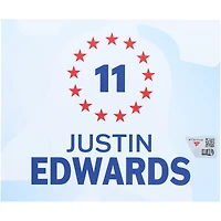 Justin Edwards Philadelphia 76ers Player-Issued #11 White Nameplate from the 2025-26 NBA Season