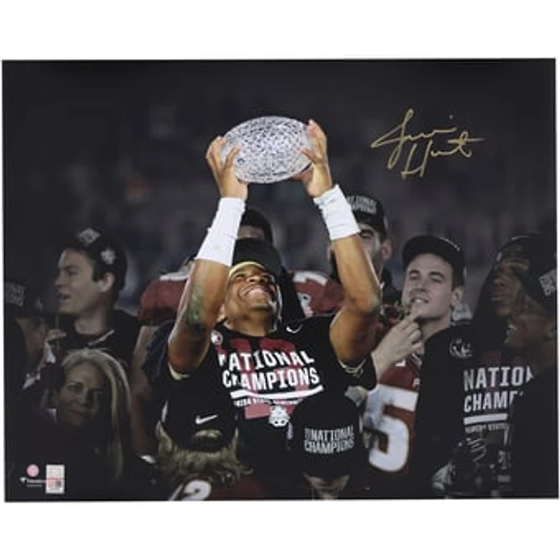 Jameis Winston Florida State Seminoles Autographed 16" x 20" Holding BCS Trophy Spotlight Photograph