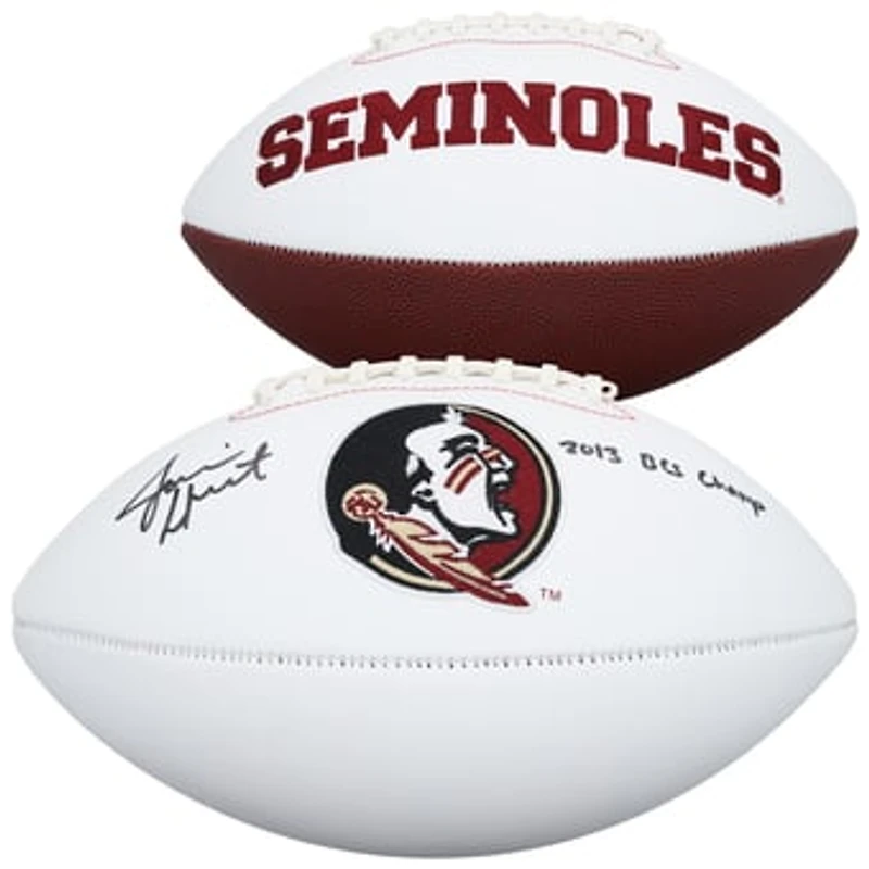 Jameis Winston Florida State Seminoles Autographed Rawlings White Panel Football with "2013 BCS Champ" Inscription