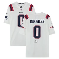Christian Gonzalez New England Patriots Autographed White Nike Game Jersey