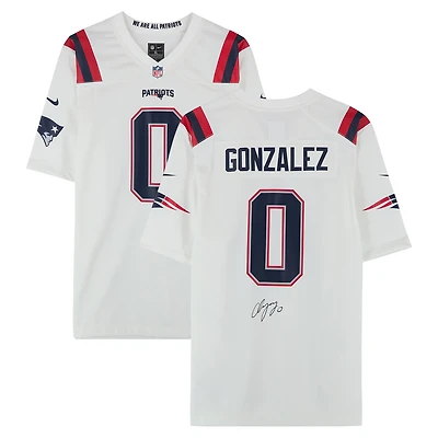 Christian Gonzalez New England Patriots Autographed White Nike Game Jersey