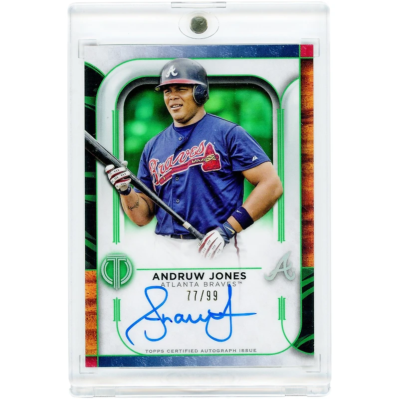 Andruw Jones Atlanta Braves Autographed 2022 Topps Tribute Green #TA-AJ #77/99 Card