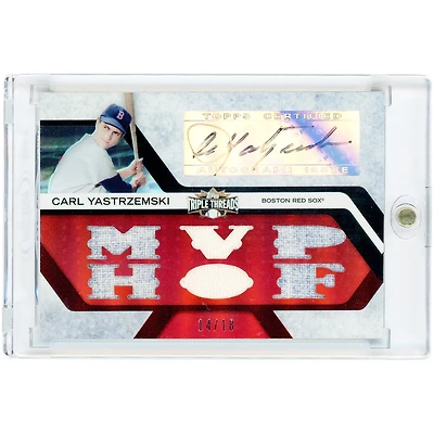 Carl Yastrzemski Boston Red Sox Autographed 2008 Topps Triple Threads 6-Jersey Dual-Color Relics #TTAR-56 #14/18 Card