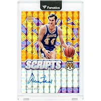 Jerry West Los Angeles Lakers Autographed 2020-21 Panini Mosaic Scripts Orange #SC-JWS Card