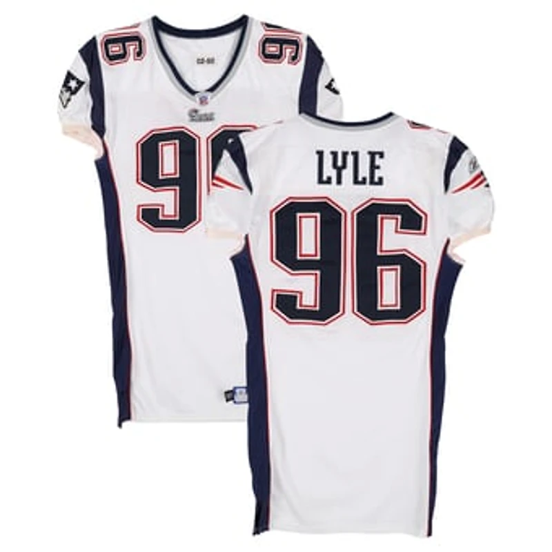 Rick Lyle New England Patriots Game-Used #96 White Jersey from the 2002 NFL Season