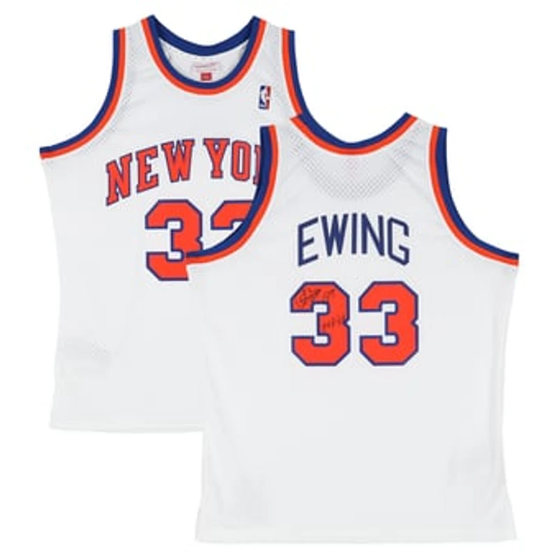Patrick Ewing New York Knicks Autographed White Mitchell & Ness 1985 Swingman Jersey with "HOF 08" Inscription