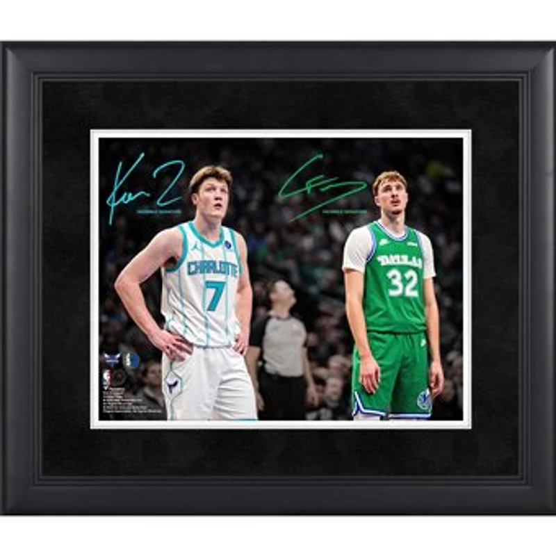 Cooper Flagg Dallas Mavericks & Kon Knueppel Charlotte Hornets Facsimile Signature Framed 11" x 14" Spotlight Photograph