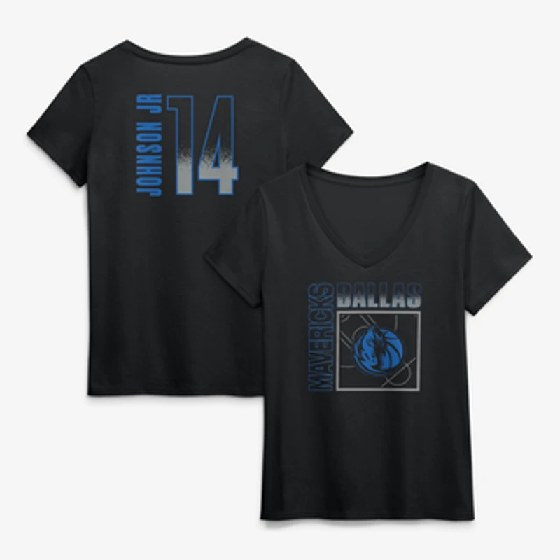 Women's Morez Johnson Jr. Black Dallas Mavericks Home Court Pop Name & Number V-Neck T-Shirt