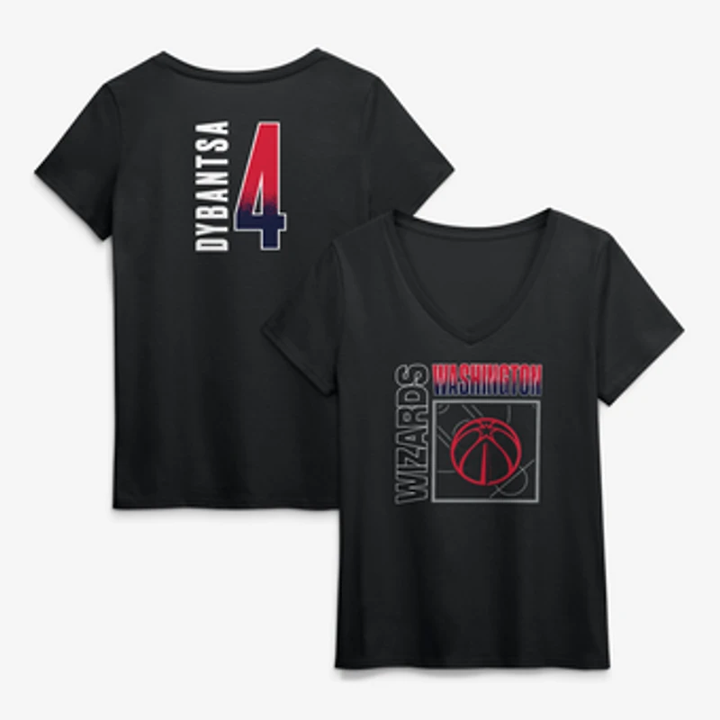 Women's AJ Dybantsa Black Washington Wizards Home Court Pop Name & Number V-Neck T-Shirt