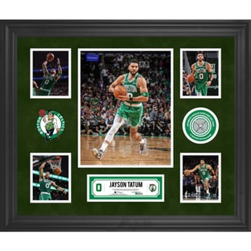 Jayson Tatum Boston Celtics Framed 5-Photo Collage with a Piece of Game-Used Net - Limited Edition of 500