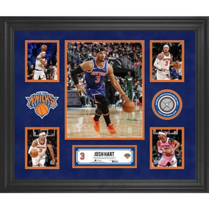 Josh Hart New York Knicks Framed 5-Photo Collage with a Piece of Game-Used Net - Limited Edition of 500