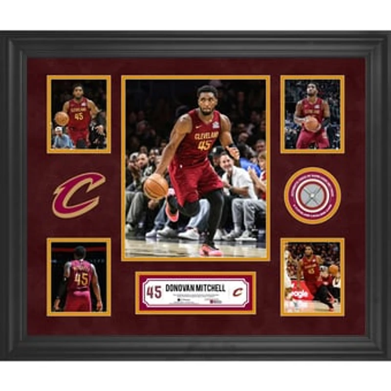 Donovan Mitchell Cleveland Cavaliers Framed 5-Photo Collage with a Piece of Game-Used Net - Limited Edition of 500