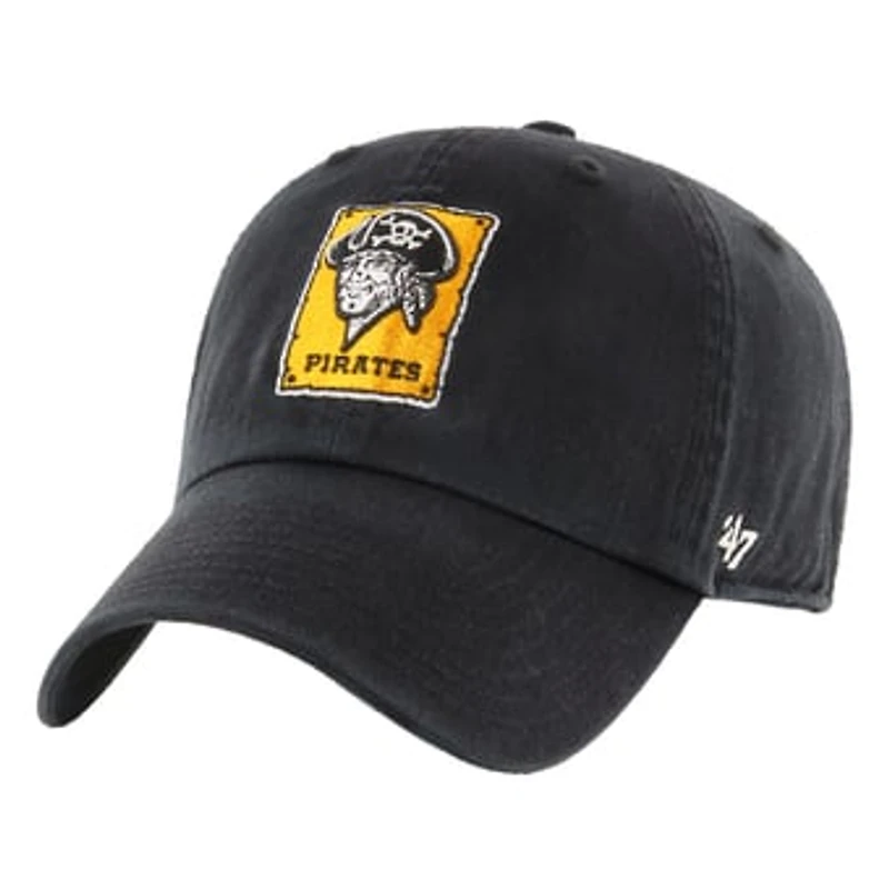Men's '47 Black Pittsburgh Pirates Cooperstown Collection Clean Up Adjustable Hat