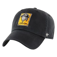 Men's '47 Black Pittsburgh Pirates Cooperstown Collection Clean Up Adjustable Hat