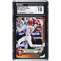 Justin Crawford Philadelphia Phillies 2026 Topps Now 1st Hit in 1st AB Logs Team Opening Day History Orange Foil #9 #/25 CGC Authenticated 10 Rookie Card