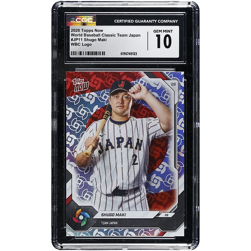 Shugo Maki Japan Baseball 2026 Topps Now World Baseball Classic Team Japan WBC Logo #JP11 CGC Authenticated GEM MINT 10 Card