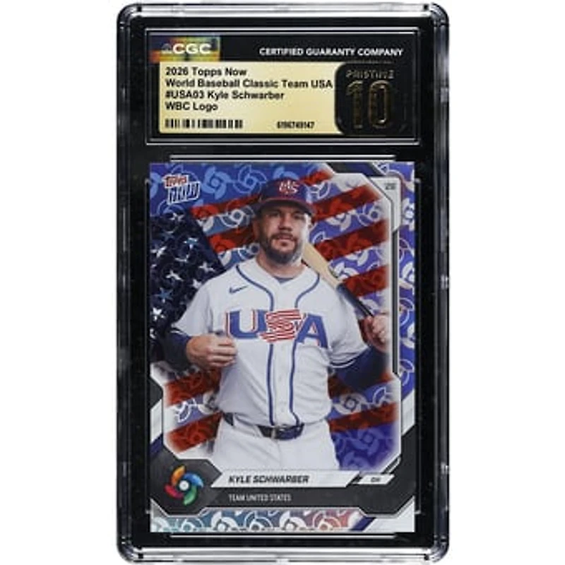 Kyle Schwarber USA Baseball 2026 Topps Now World Baseball Classic Team USA WBC Logo #USA03 CGC Authenticated PRISTINE 10 Card