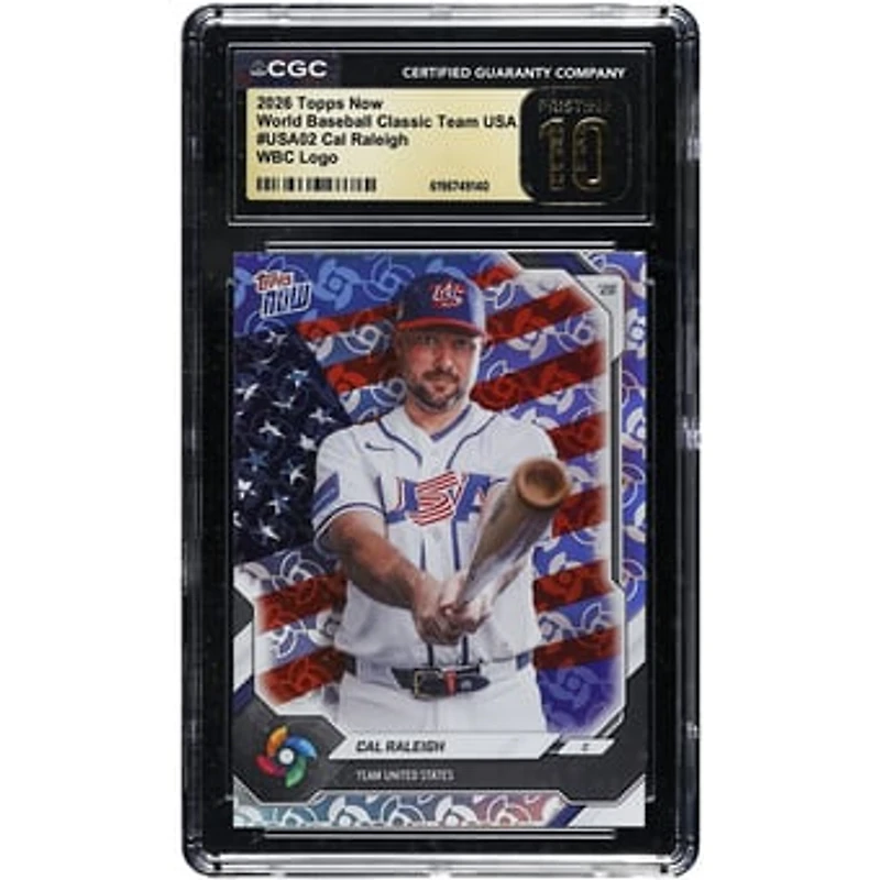 Cal Raleigh USA Baseball 2026 Topps Now World Baseball Classic Team USA WBC Logo #USA02 CGC Authenticated PRISTINE 10 Card