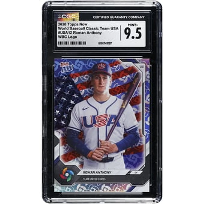 Roman Anthony USA Baseball 2026 Topps Now World Baseball Classic Team USA WBC Logo #USA12 CGC Authenticated MINT+ 9.5 Card