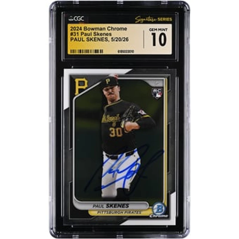 Paul Skenes Pittsburgh Pirates Autographed 2024 Bowman Chrome #31 CGC Fanatics Witnessed Authenticated GEM MINT 10 Rookie Card