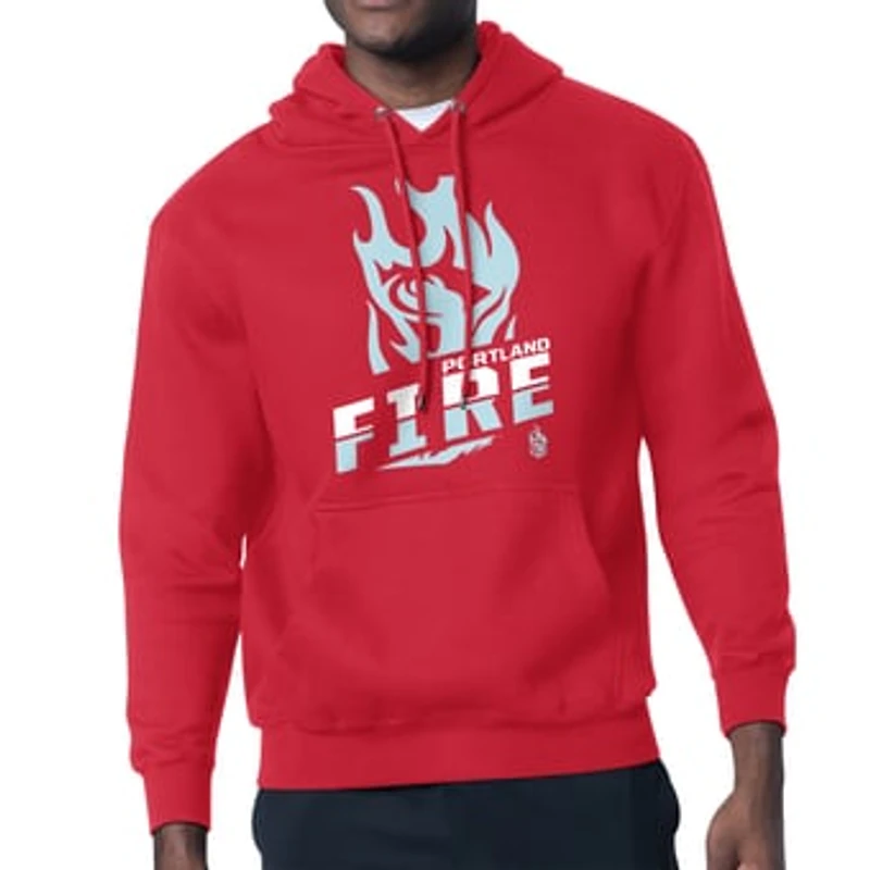Men's Starter Red Portland Fire Logo Zoom Graphic Fleece Hoodie