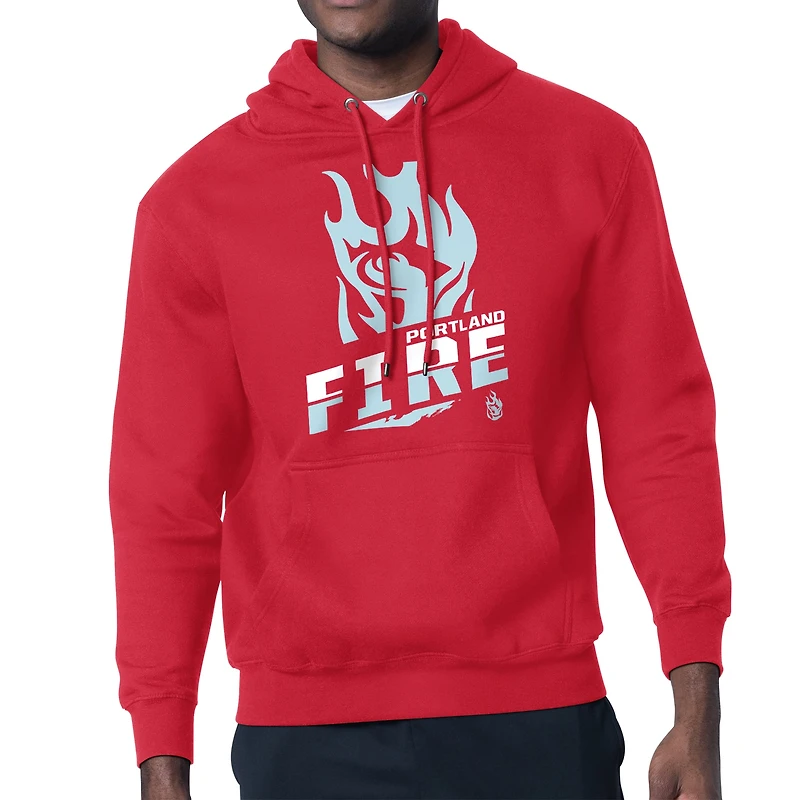 Men's Starter Red Portland Fire Logo Zoom Graphic Fleece Hoodie