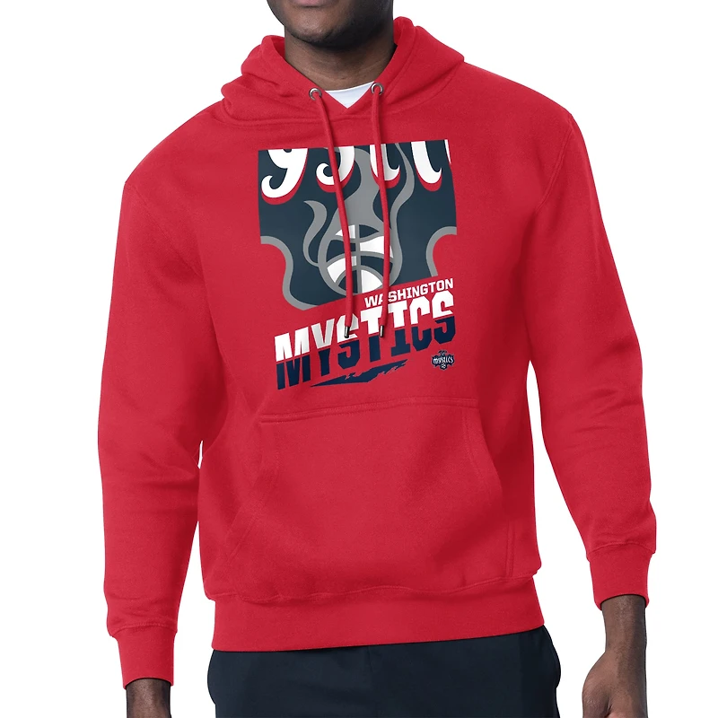 Men's Starter Red Washington Mystics Logo Zoom Graphic Fleece Hoodie