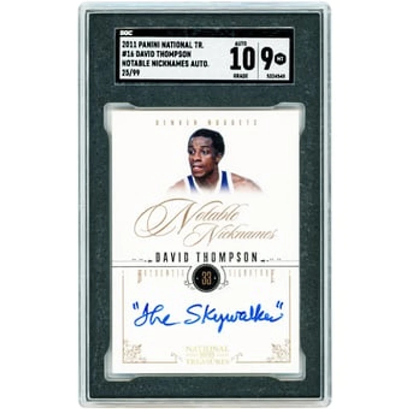 David Thompson Denver Nuggets Autographed 2010-11 Panini National Treasures Notable Nicknames #16 #25/99 SGC Authenticated 9/10 Card