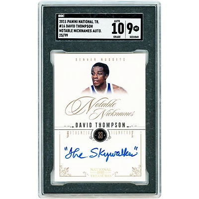 David Thompson Denver Nuggets Autographed 2010-11 Panini National Treasures Notable Nicknames #16 #25/99 SGC Authenticated 9/10 Card