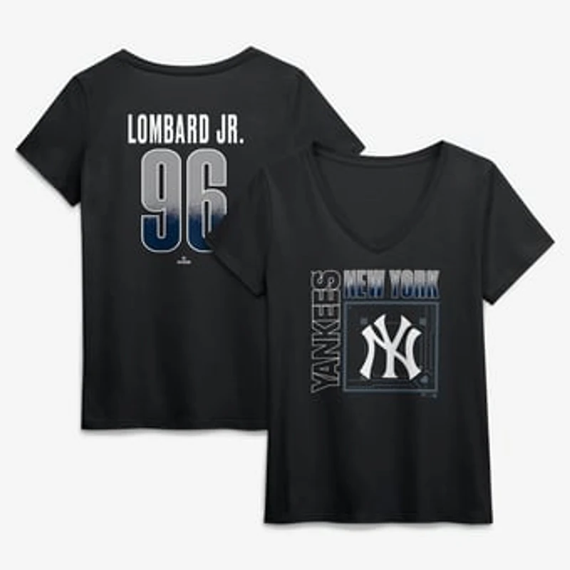 Women's George Lombard Jr. Black New York Yankees Homefield Pop Name & Number V-Neck T-Shirt