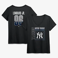 Women's George Lombard Jr. Black New York Yankees Homefield Pop Name & Number V-Neck T-Shirt